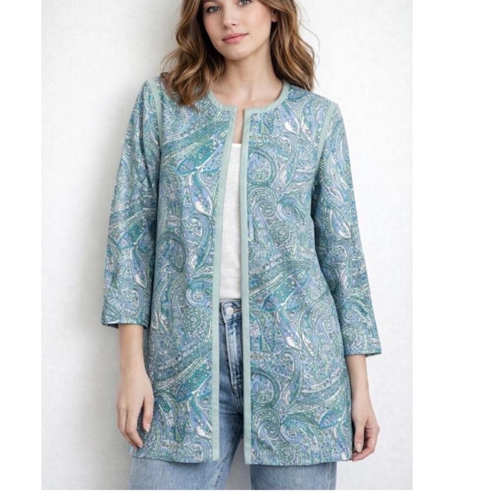 Doncaster Teal and Aqua Paisley Cotton Jacket
